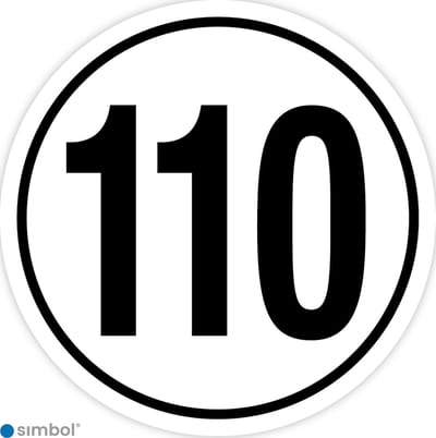Simbol - Stickers Tempo 110 km - Tempostickers Maximaal 110 km - Duurzame Kwaliteit - Formaat ø 5 cm.
