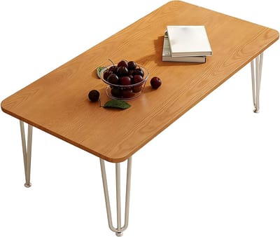 Japanse vloertafel - Lage salontafel - Woonkamer decoratie - Duurzaam rubberhout - 80x55x44cm - Geel