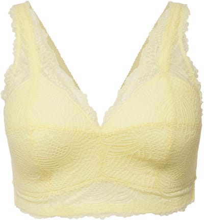 Ulla Popken - Dames - Bralette zachte cups kant zonder beugel - Lichtgeel - Maat 95C
