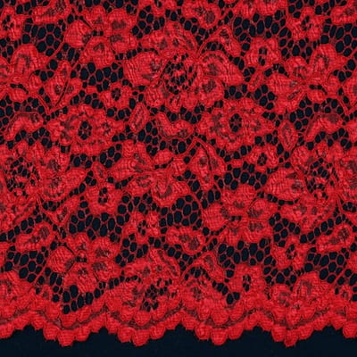 10 meter kant stof - Rood - 145cm breed