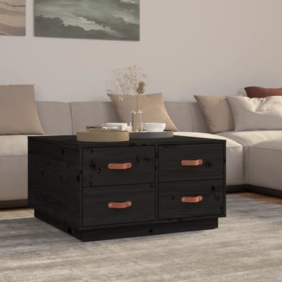 vidaXL - Salontafel - 80x80x45 - cm - massief - grenenhout - zwart