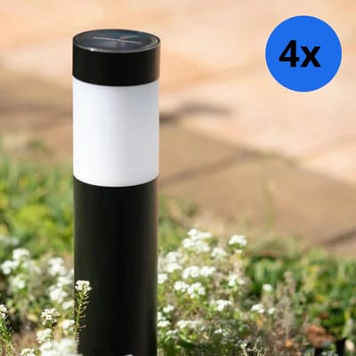 Solar tuinverlichting priklamp 'Lucifer' zwart - Voordeelset van 4 - Padverlichting op zonne-energie - Solar tuinverlichting - Padverlichting