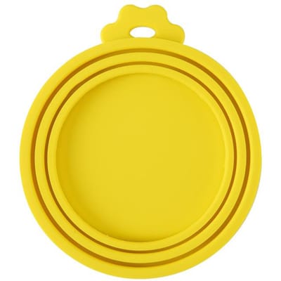 Couvercle de conserve en Silicone, mangeoires scellées, couvercle de boîte de nourriture pour chiot, chien, chat, capuchon supérieur de stockage, couvercle réutilisable, santé, fournitures quotidiennes pour animaux de compagnie jaune