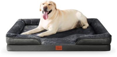 CALIYO Hondenmand – 106 × 81 × 16 cm – Orthopedisch Memory Foam Hondenbed – Ergonomisch & Drukverlagend – Anti-Slip – Donkergrijs