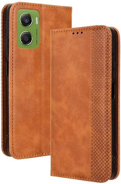 Coverup Hoesje - Geschikt voor Motorola Moto G06 / G06 Power Hoesje - Coverup Vintage Style Book Case - Bruin