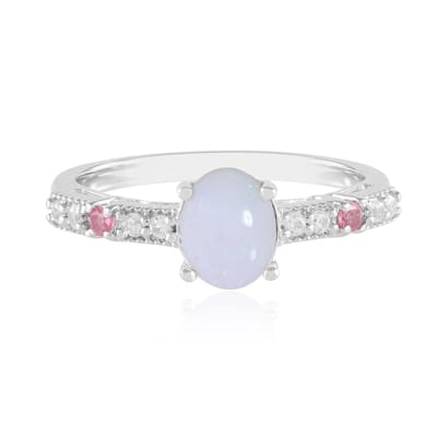 Cavill - Zilveren ring 925 Sterling platina verguld - Australische ovale opaal 0,69 ct - Roze toermalijn en zirkon 0,94 ct - Elegant dames