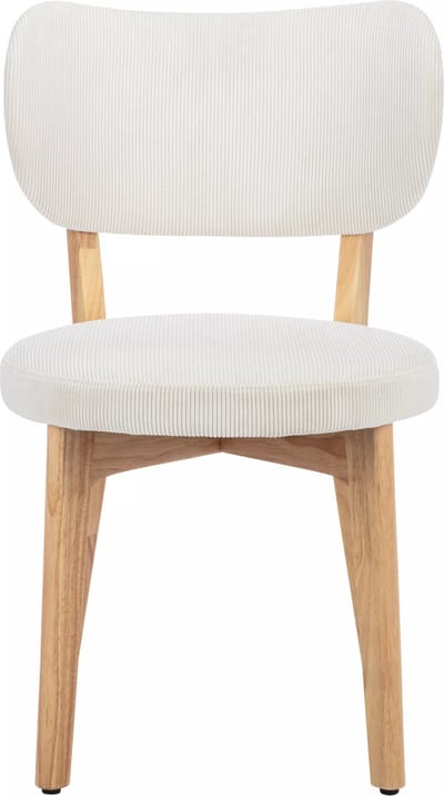 Vente-unique Set van 2 stoelen van ribfluweel en heveahout - Wit - TORIEL
