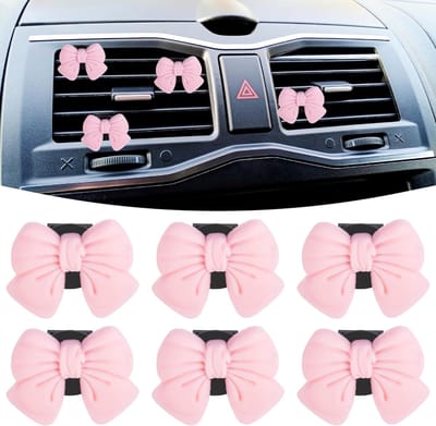 Strik Auto Clips - Luchtverfrisser Ventilatie - Auto Interieur Decoratie - Schattig Roze Ontwerp - 6 Stuks - Roze
