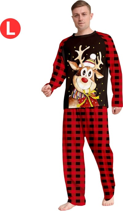 Nivard Kerst Pyjama - Heren - Kerstpyjama - Mannen - Volwassenen - Set - Broek - Shirt - Christmas - Maat L