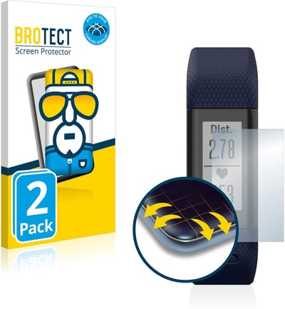 BROTECT - Screenprotector voor Garmin Vivosmart HR+ - Folie Beschermfolie transparant volledig dekking - 2 Stuks