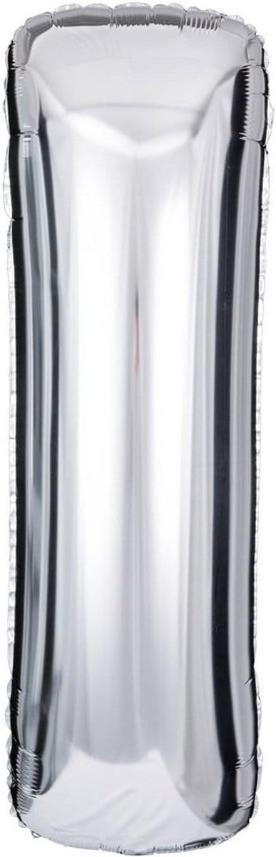 XXL Folieballon Letter I Zilver - Hoogte 102 cm - Voor Feest, Verjaardag, Bruiloft of Jubileum