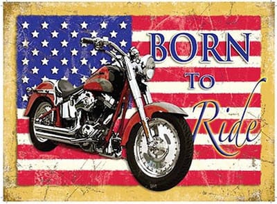 Metalen wandbord - Motor -  Born to Ride  - 30x40cm - USA