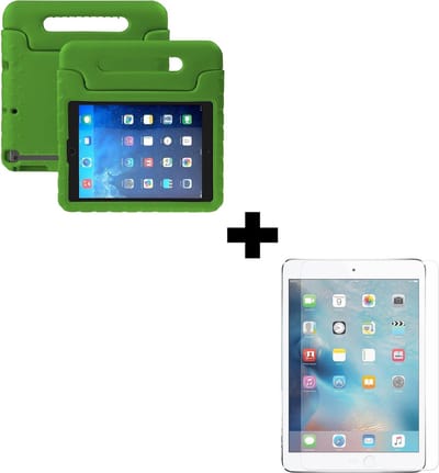 Hoesje - Geschikt voor Apple iPad 2/3/4 (2011/2012) - 9.7 inch - 2e/3e/4e Generatie - Met Screenprotector - Kinderhoes - Shockproof Bumper - Kidsproof Case - Tablethoes - Kinder Hoes Cover - Groen