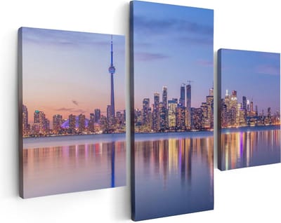 Artaza Canvas Schilderij Drieluik Toronto Skyline in Canada - 90x60 - Foto Op Canvas - Canvas Print