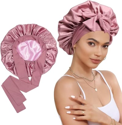 Zijde Slaapmuts voor Lang Haar, Luxe Zijden Bonnet voor Nachtgebruik, Ideaal voor Haarbescherming en Comfort tijdens het Slapen