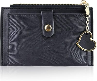 Stijlvolle Damesportemonnee van Zacht PU Leer met 6 Kaartvakken en Rits Coin Pouch, Perfect voor Uitgaan, Reizen en Winkelen, Zwart, Grootte L