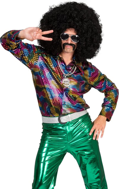 Disco Shirt Johny regenboog glitter kleuren