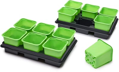 Garronda Kweekset Kweekpotten met schotel - Kamerplanten – Groen (2 stuks) - GD-VE-Greenhouse