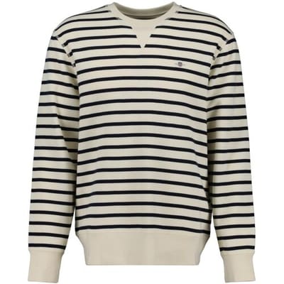 Gant Trui Striped Waffle Texture Sweat Crew Neck Cream / male
