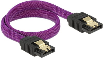 Premium SATA datakabel - nylon - SATA600 - 6 Gbit/s / paars - 0,30 meter