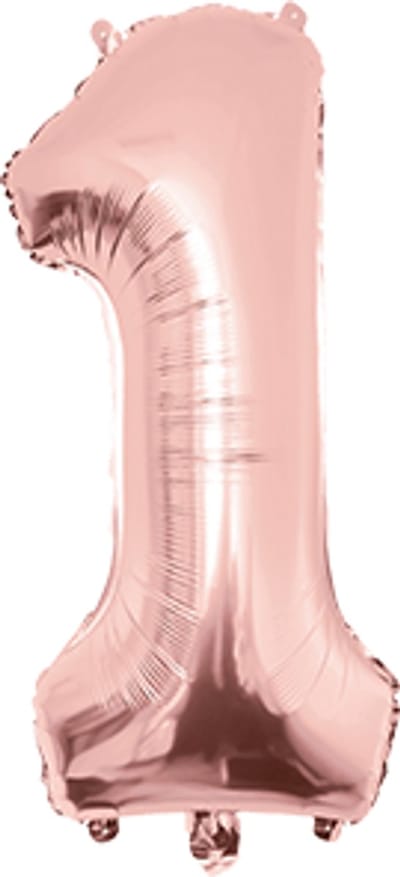 Cijfer ballon | Folieballon | Afmeting: 40cm | Kleur: Rose goud | Cijfer: 1