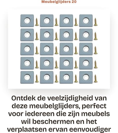 Dailygoods- Meubelglijders Teflon 25mm - Meubelglijders met Schroef - Stoelpootglijders - Vloerbescherming - Multifunctioneel - 20 Stuks - Meubelbeschermers