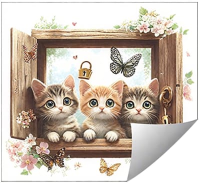 Dailygoods- Muursticker Kattenpatroon - Wanddecoratie Kinderkamer - Wanddecoratie Woonkamer - Waterdicht - Duurzaam PVC - Zelfklevend