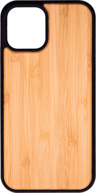 Houten Telefoonhoes Geschikt Voor Iphone 13 - Houten Telefoonhoes - Houten Case - Bamboo Hout - Zwart - Beschermende Bumper