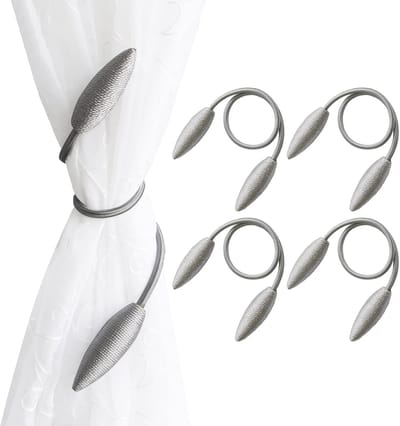 4 stuks gordijnbinders, clips, creatieve raamgordijnen, gedraaide strikken, op maat gemaakte gordijnhouders, decoratieve gordijnhouders, zilvergrijs