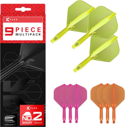 Geïntegreerde Dartflights en Shafts Set - Flexibel, Duurzaam, Diverse Lengtes en Kleuren (9-Pack)