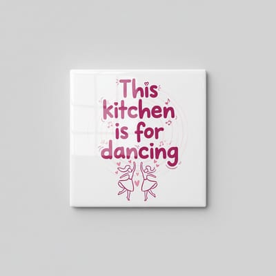 This Kitchen Is for Dancing Tegel – Leuke Keuken Quote – Speelse Wanddecoratie – Keramische Tegel 15 × 15 cm