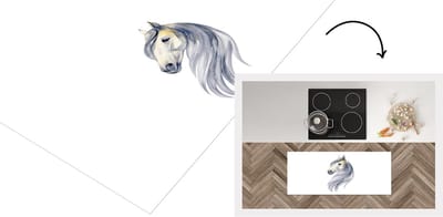 Keukenloper - Loper keuken - Paard - Waterverf - Wit - 120x50 cm - Keukenloper vinyl