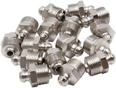 Dailygoods- Vetmondstuk M12 x 1 - Vernikkeld - Corrosiebestendig - 16 Stuks - Smeernippel - Geschikt voor Auto/Motor