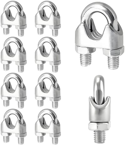 10 stuks M6 kabelclips van roestvrij staal, kabelbevestigingen voor 6mm kabels, ideaal voor draad, kledinglijn en tentbevestigingen