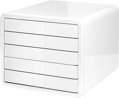 Allecto - Ladebox - 5 Laden - Perfect voor kantoor en thuis - Wit - A4/C4 formaat - Functioneel en stijlvol - Geschikt voor documenten en kantoorbe...