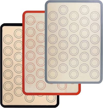 Set van 3 Silicone Bakmatten, BPA-vrij, 42 x 29,5 cm, Anti-aanbak, Antislip, Ideaal voor Koekjes, Pizza en Brood bakken