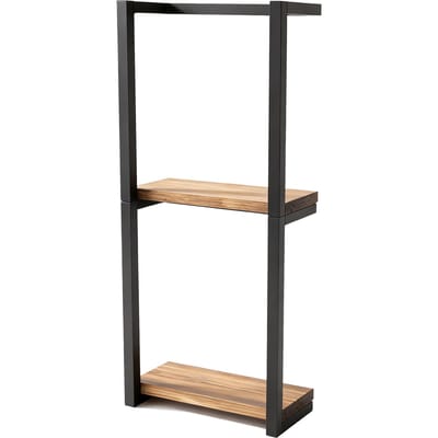 Porte-serviettes de salle de bain mural 2 niveaux support de rangement vertical moderne gain de place black