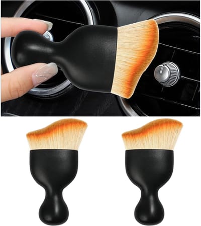 Oneay Set van 2 - Stofborstel voor het auto-interieur, zachte reinigingsborstel voor het auto-interieur, geschikt voor het dashboard, ventilatieroosters van de airconditioning en lederen bekleding.