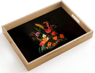Dienblad hout 40x30 cm - Schootdienblad - Schaal - Boeket - Bloemen - Borrelplank rechthoek - Plateau dienbladen