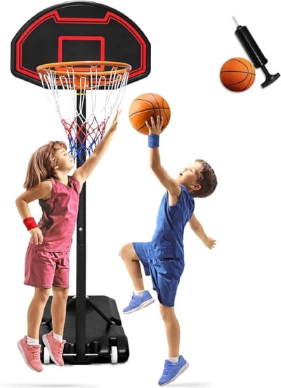 Basketbalring voor kinderen - Basketbalstandaard - Buiten sporten - In hoogte verstelbaar - 156-208 cm - Zwart