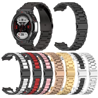 Massieve roestvrijstalen band Compatibel voor Amazfit T-Rex2 Vervangende bandjes Metalen horlogeband gray