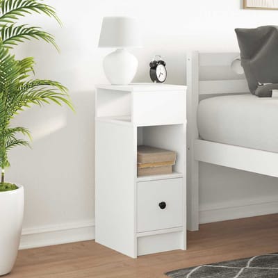 vidaXL - Nachtkastje - met - lade - 25x31x66 - cm - wit