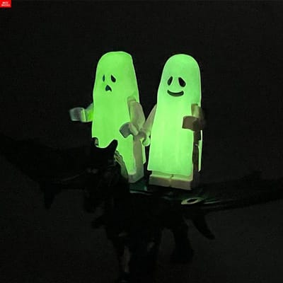 MOC Bricks MOC0033 Huil Lach Spook Kar Kar Duisternis Lichtgevend Tafereel Paardengevecht ZELF MAKEN Educatieve Bouwstenen Jongens green