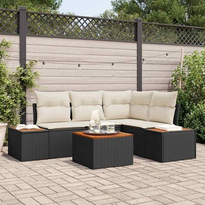 vidaXL - Tuinbank - Set - 4 - st - 4-Aantal - zitplaatsen - Zwart - en - Crème
