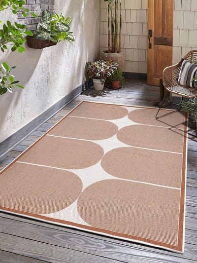 Flycarpets Omkeerbaar Terrazo Japandi Buitenkleed Terra / Creme - 240x340 cm - Vloerkleed Buiten - Laagpolig Tuinkleed, Tuintapijt, Buitentapijt