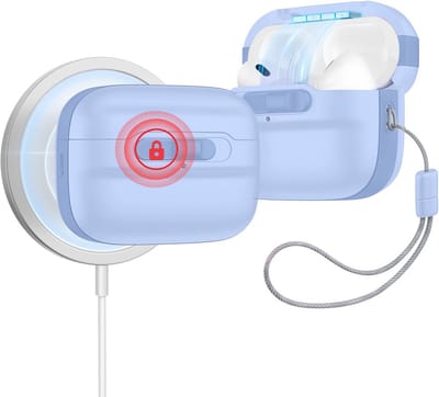 Beschermhoes voor AirPods Pro 2 & 1 - MagSafe Compatibel, Magnetische Sluiting en Valbescherming met Koord - Lichtblauw