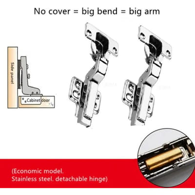 2 Pièces Charnières Hydrauliques en Acier Inoxydable pour Portes Intérieures d'Armoire de Rangement Meubles Amortisseur Tampon Fermeture Douce Silencieuse Idéal Toutes Cuisines
