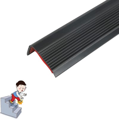 Zelfklevend Anti-Slip Trapkantprofiel Zwart PVC 50x25mm 100cm