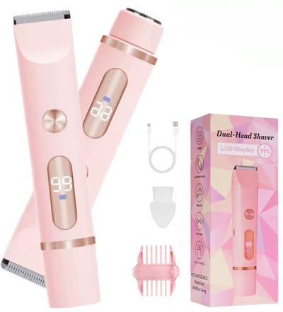 2 In 1 Ladyshaves voor vrouwen - Bikinitrimmer voor vrouwen - Elektrisch Scheerapparaat - Met lcd scherm - Waterdicht en oplaadbaar via USB - Comfortabel En Pijnloos Scheren - Voor Lichaam En Gevoelige Zones - Roze