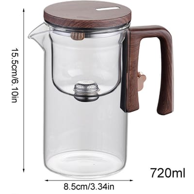 520/720ml Glazen Theepot Met Infuser Magnetische Zuiging Thee-infuseur Pot Houten Handvat Thee Scheiding Filterend Glazen Ketel